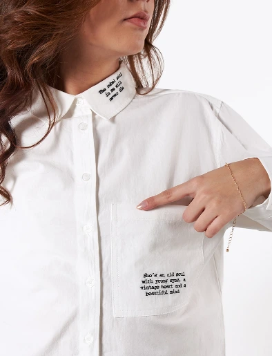 Blusa Camisera Bordado Blanco