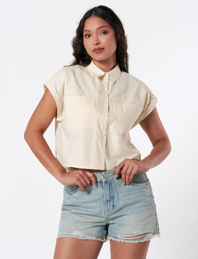 Blusa Camisera Beige