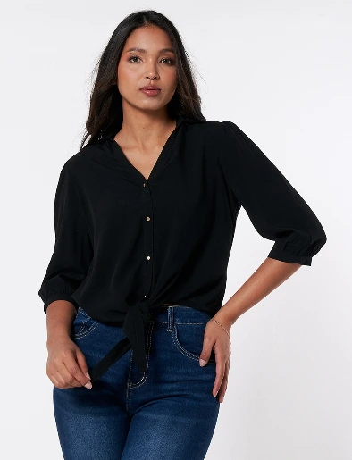 Blusa con Amarre Negra