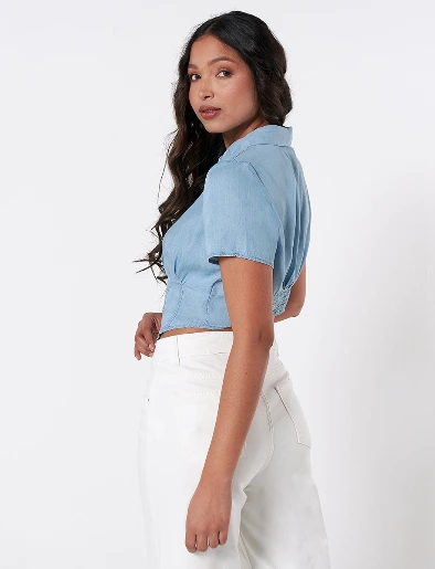 Blusa Tencel Azul Claro