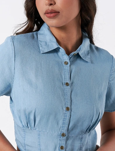 Blusa Tencel Azul Claro