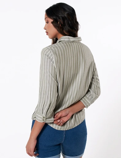 Blusa Camisera Rayas Verde