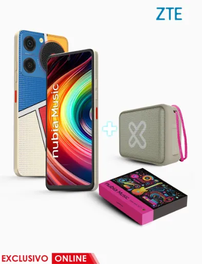 Combo Celular Box Nubia Music 256GB y RAM 20GB(8+12) Arte Pop | ZTE + Parlante Nitro | Klipxtreme