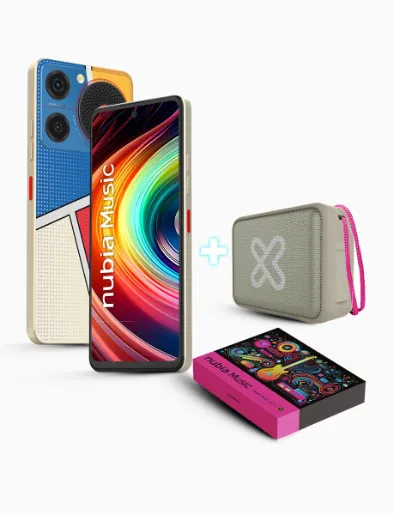 Combo Celular Box Nubia Music 256GB y RAM 20GB(8+12) Arte Pop | ZTE + Parlante Nitro | Klipxtreme