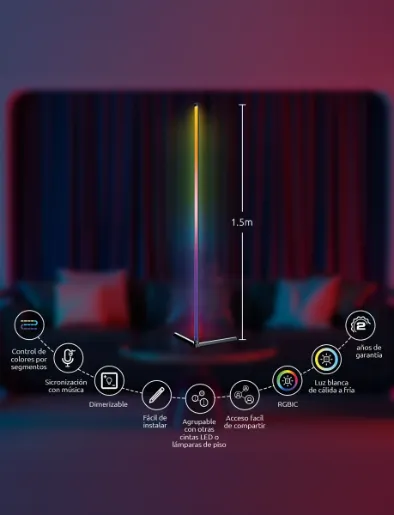 Lámpara Led Inteligente de Piso Negro | Nexxt