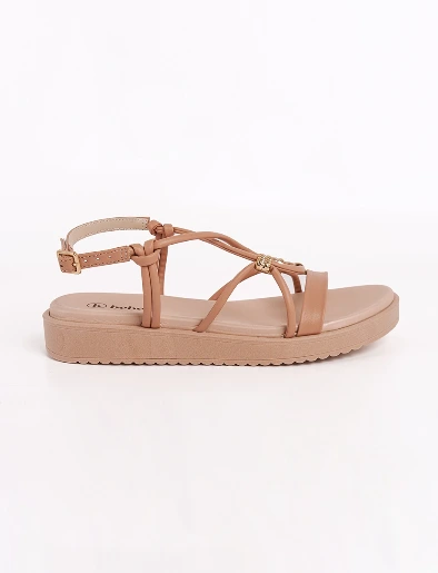Sandalia Flat Tiras Nude | Bebecê