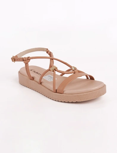 Sandalia Flat Tiras Nude | Bebecê