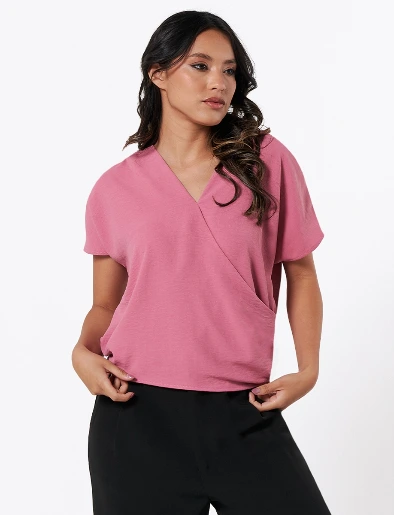 Blusa Cruzada Rosado Bajo