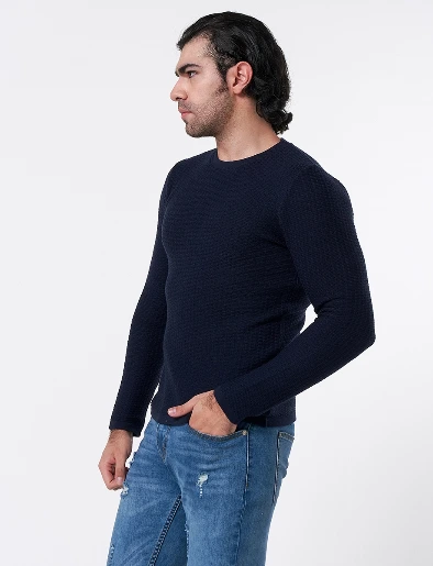 Sweater Textura Azul Marino