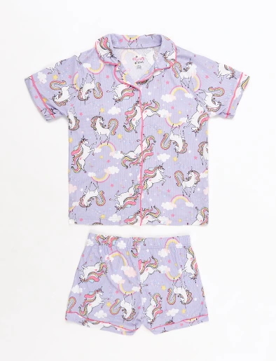 Pijama Camiseta + Short Unicornio Lila