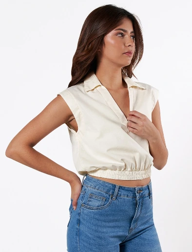 Blusa Corta Crema