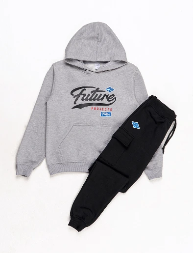 Conjunto Buzo Gris + Jogger Negro