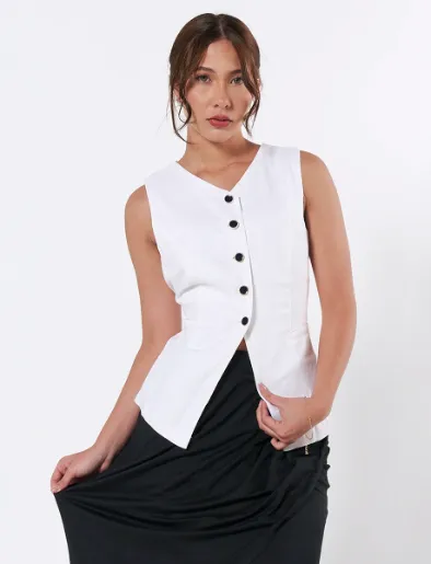 Chaleco Botones Blanco