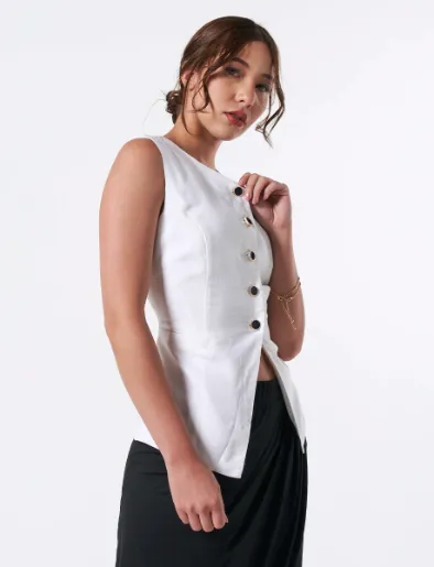 Chaleco Botones Blanco