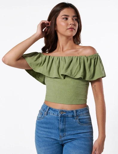 Blusa Campesina Verde Oliva