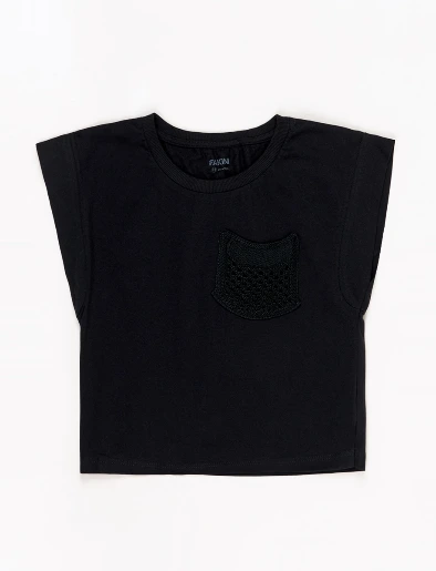 Camiseta con Bolsillo Negra
