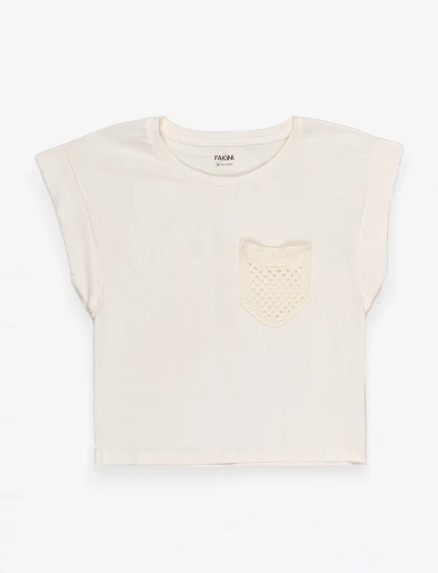 Camiseta con Bolsillo Crudo