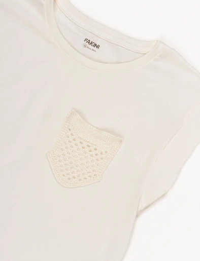 Camiseta con Bolsillo Crudo
