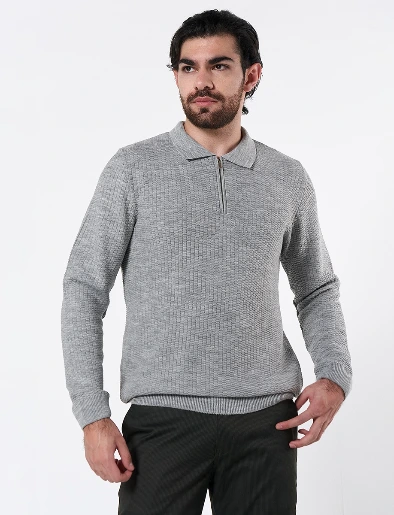Sweater con Textura Gris