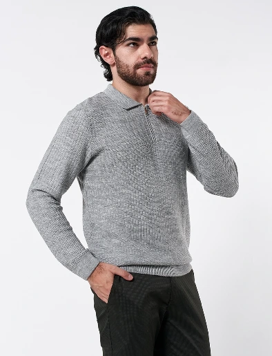 Sweater con Textura Gris