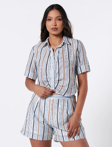 Blusa a Rayas Celeste