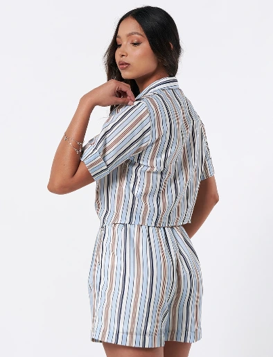 Blusa a Rayas Celeste