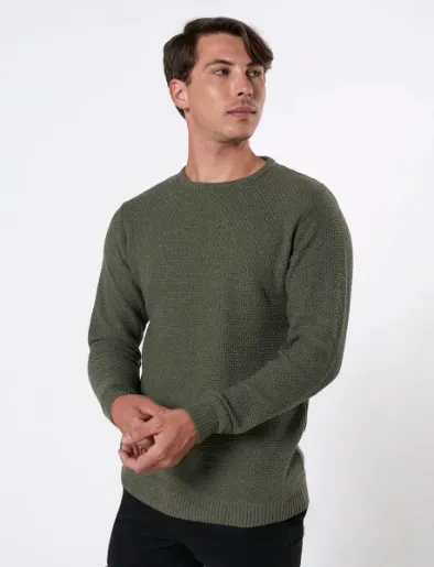Sweater con Textura Verde Oliva