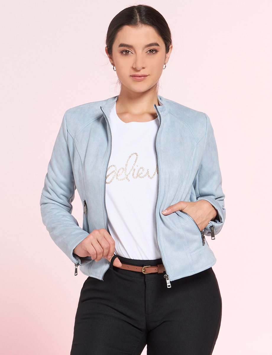 Chaqueta Unicolor con Cierres