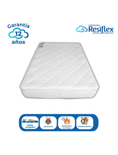 Colchón Superflex Antiácaro 2 ½ plazas Pillow Top | Resiflex