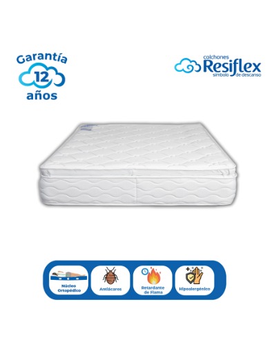 Colchón Superflex Antiácaro 2 ½ plazas Pillow Top | Resiflex