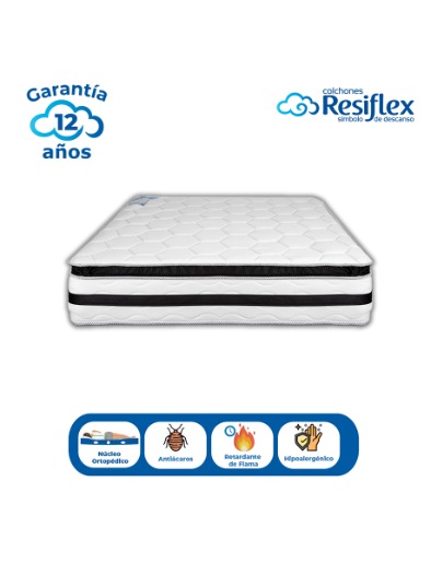 Colchón Superflex Antiácaro 3 plazas Memory Black & White 3D | Resiflex